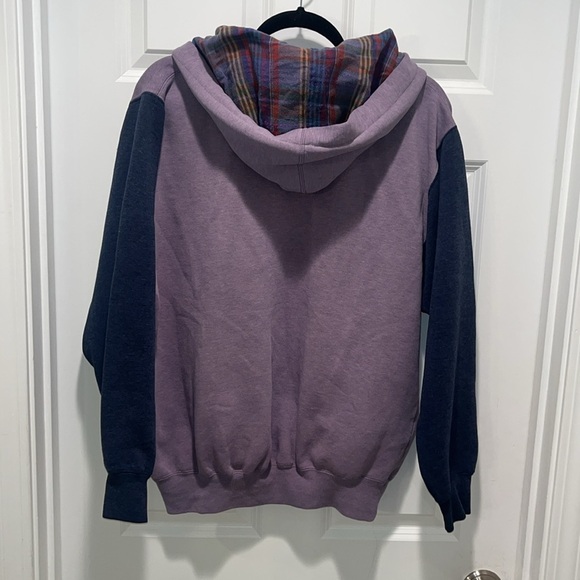 Vintage Mickey Mouse Hoodie Plaid Purple Navy VTG Colorblock Disney - Picture 7 of 11